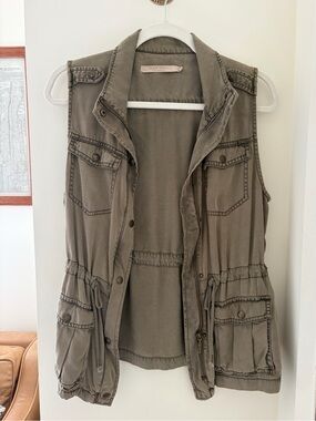 Max Jeans Olive Utility Jacket Vest Small
